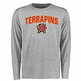 Maryland Terrapins Proud Mascot Long Sleeve WEM T-Shirt - Ash,baseball caps,new era cap wholesale,wholesale hats